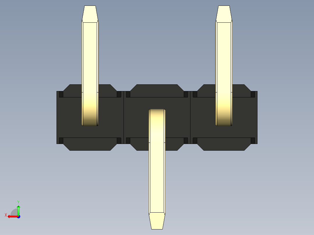 彩色公排针 100mil 2.54mm 系列-DS1022_black_03p_100mil_Type_SMT_R1_rev1.0后视图