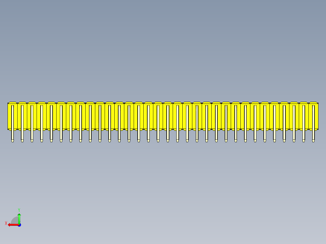 彩色公排针 100mil 2.54mm 系列-DS1022_yellow_3x32p_100mil_TypeD_rev1.0后视图