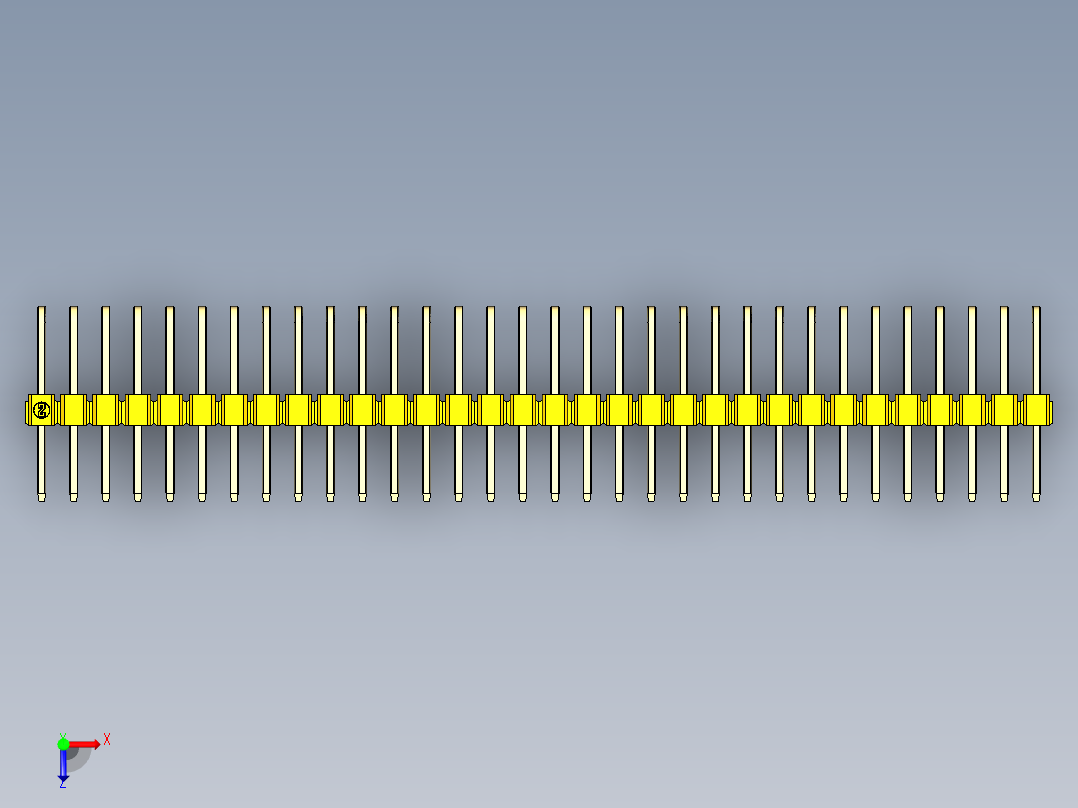 彩色公排针 100mil 2.54mm 系列-DS1022_yellow_3x32p_100mil_TypeD_rev1.0俯视图