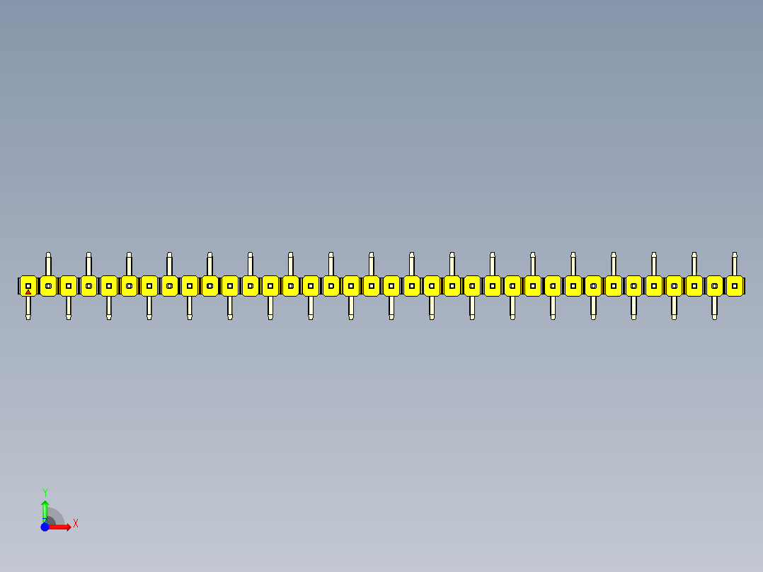 彩色公排针 100mil 2.54mm 系列-DS1022_yellow_36p_100mil_Type_SMT_R2_rev1.0前视图