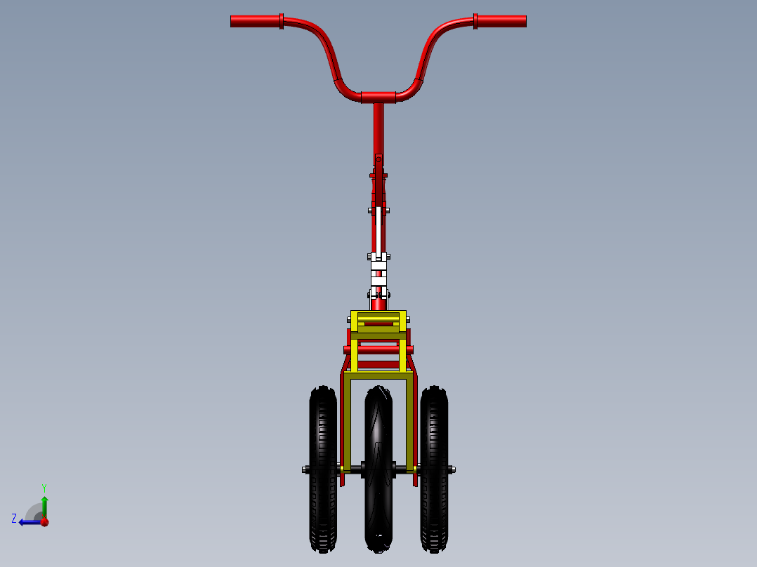 89---折叠三轮车设计sw2010三维图纸模型设计图纸右视图
