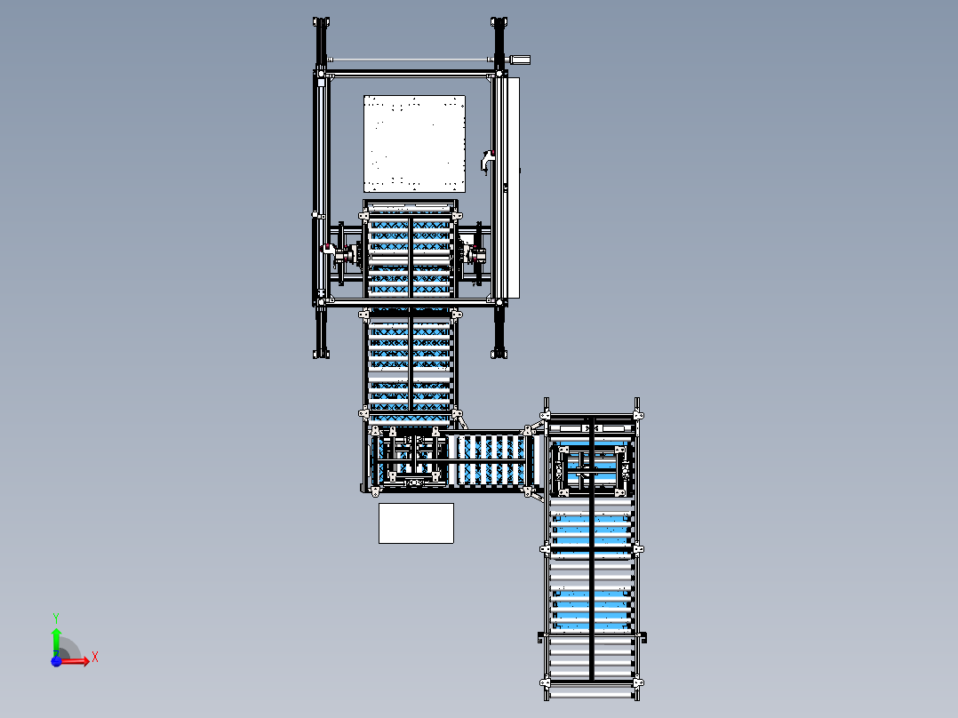 塑料箱堆垛机（sw18可编辑+工程图+bom）前视图