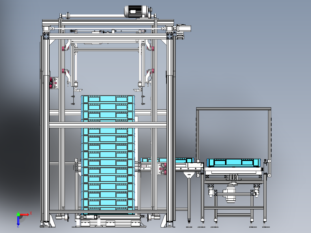 塑料箱堆垛机（sw18可编辑+工程图+bom）俯视图
