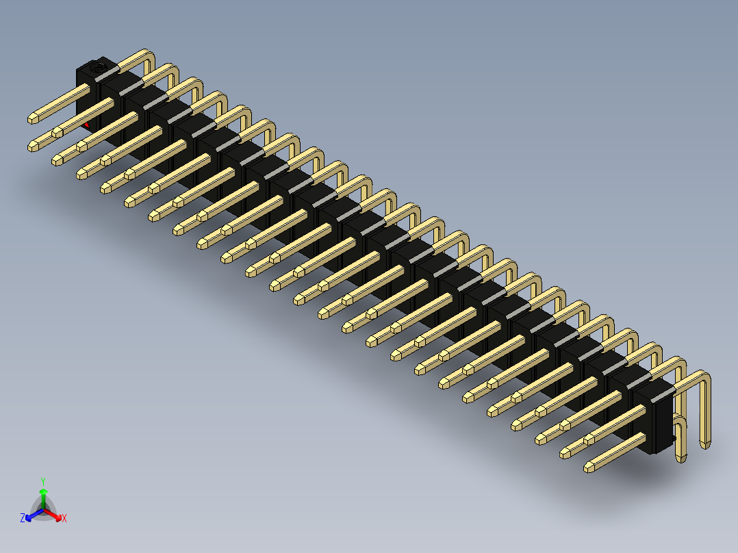 彩色公排针 100mil 2.54mm 系列-DS1022_black_2x24p_100mil_TypeD_rev1.0正等轴测图