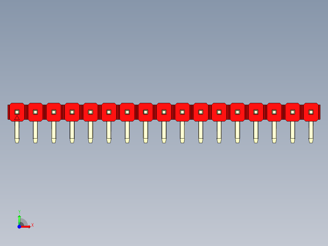 彩色公排针 100mil 2.54mm 系列-DS1022_red_1x17p_100mil_TypeD_rev1.0前视图