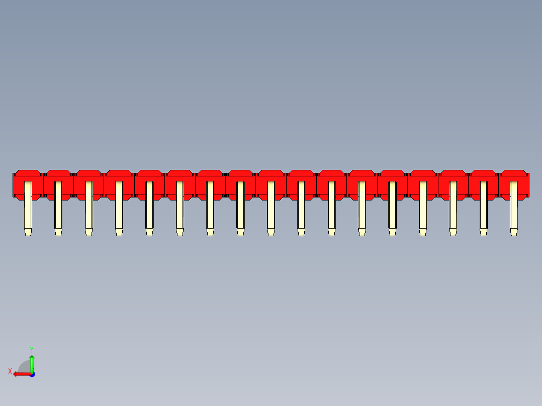 彩色公排针 100mil 2.54mm 系列-DS1022_red_1x17p_100mil_TypeD_rev1.0后视图