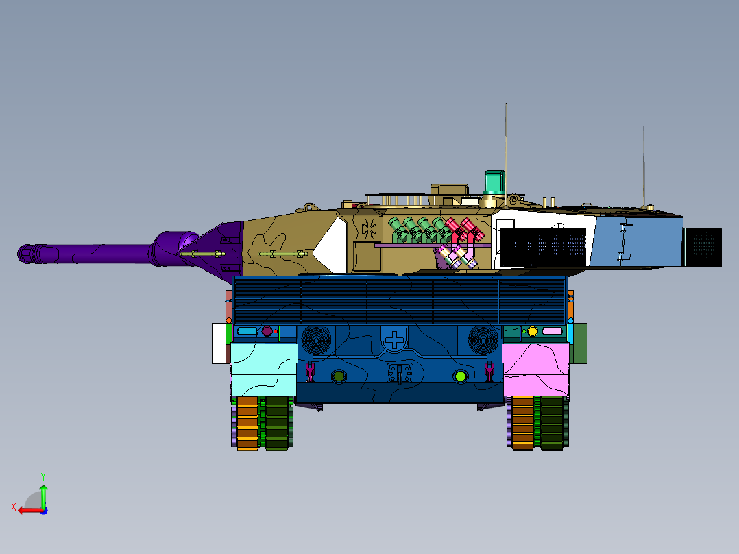 合金坦克德系豹2A6后视图