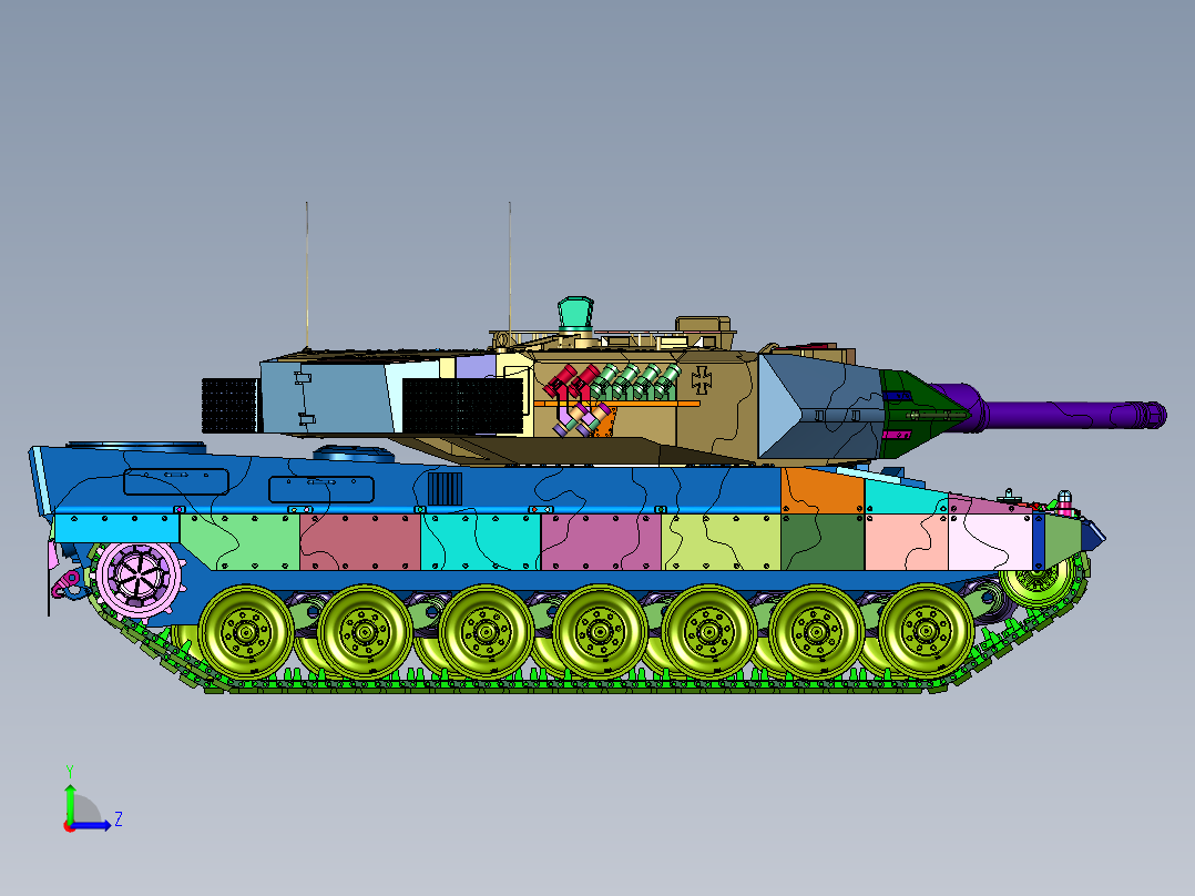 合金坦克德系豹2A6左视图