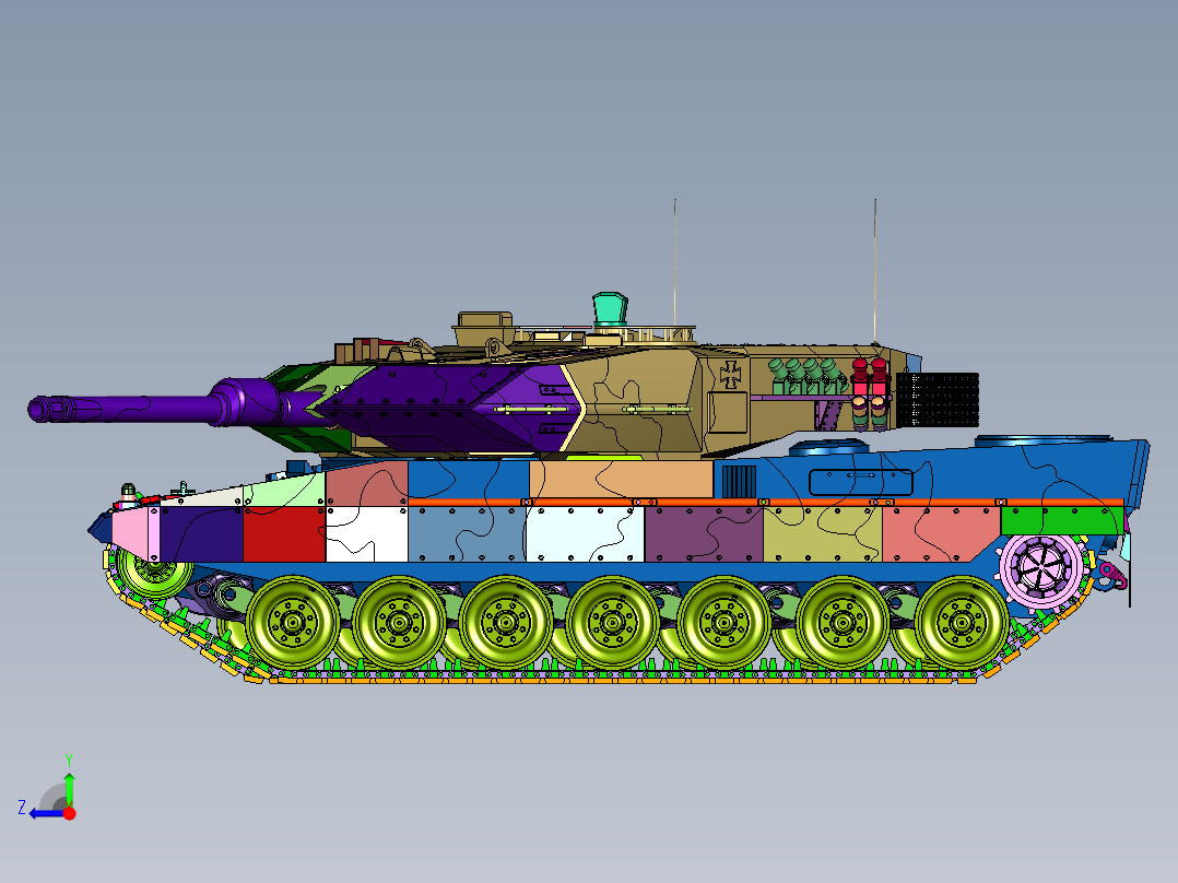 合金坦克德系豹2A6右视图