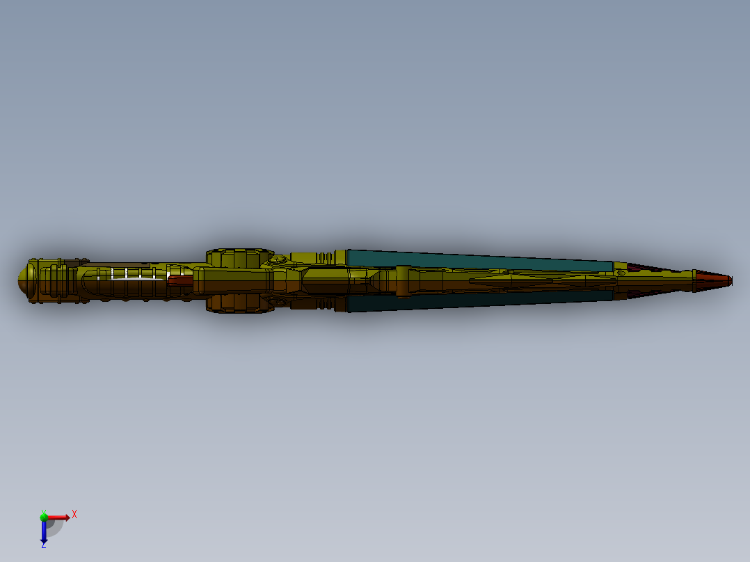 电子转动闪光剑俯视图
