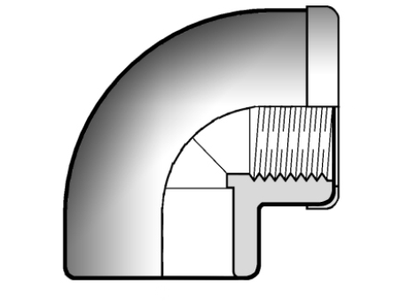 2GIMV 90°肘增强溶剂焊接插座D和BSP螺纹不锈钢加强环母端R
