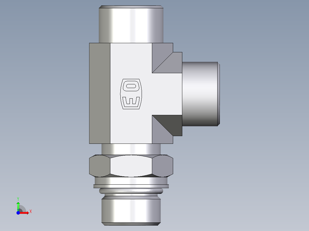 卡套式工业通用硬管接头EO_Adjustable_locknut_run_tee_LEE16SMOROMDCF前视图