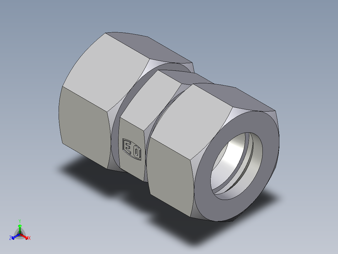 卡套式工业通用硬管接头EO_Distance_piece_adapter_DA22ZL71正等轴测图