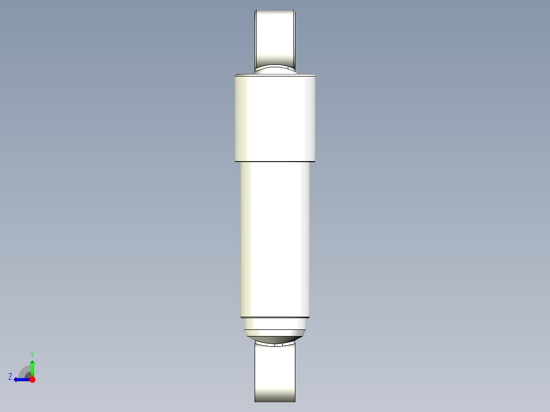 双筒液压减震器三维模型+CAD图纸右视图