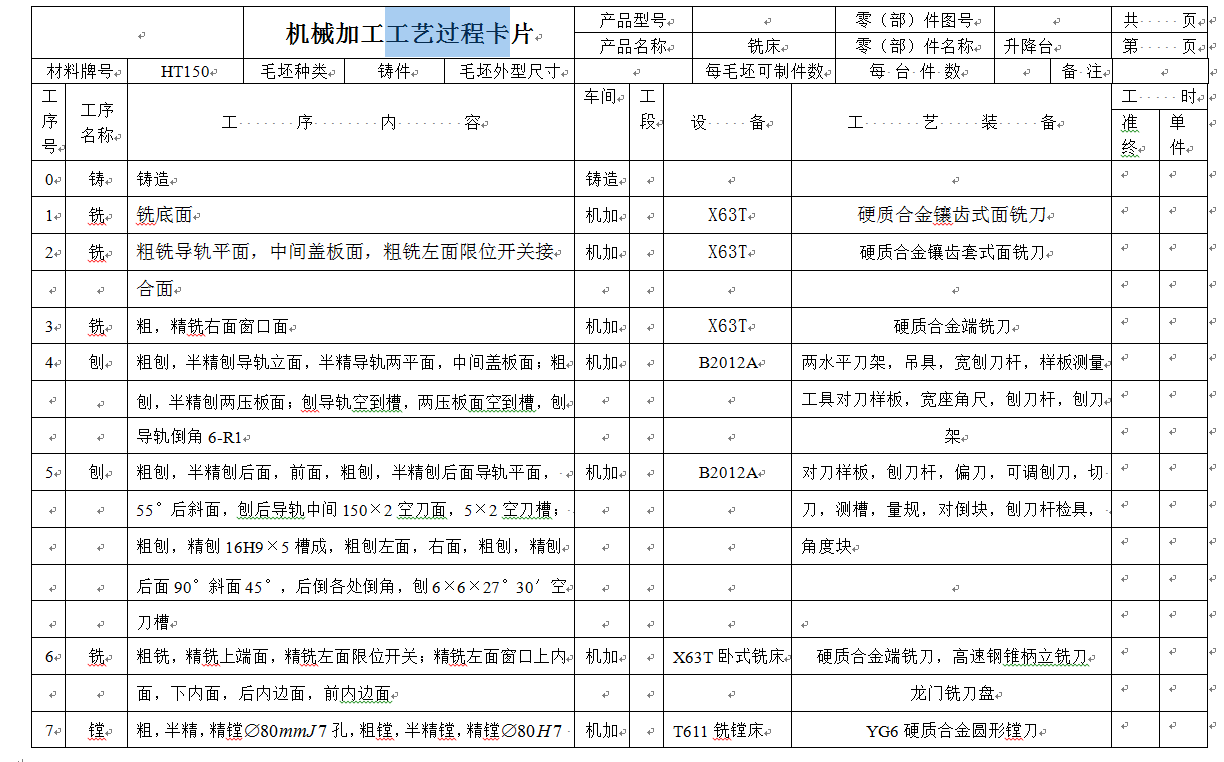 0079-工艺夹具-铣床升降台机械加工工艺及刨燕尾夹具设计