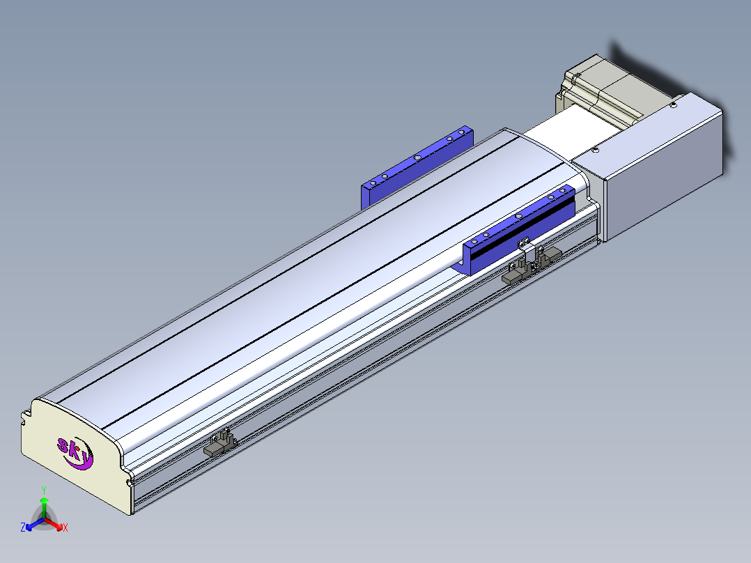 同步带滑台-半封闭B17H-L50-S450-R-P75-D3正等轴测图