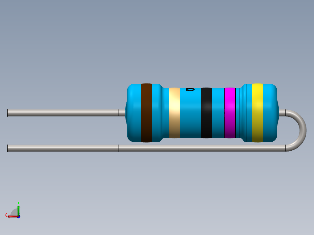 电容器 二极管 电阻器-Resistor Vertical 47 Ohm 1W后视图