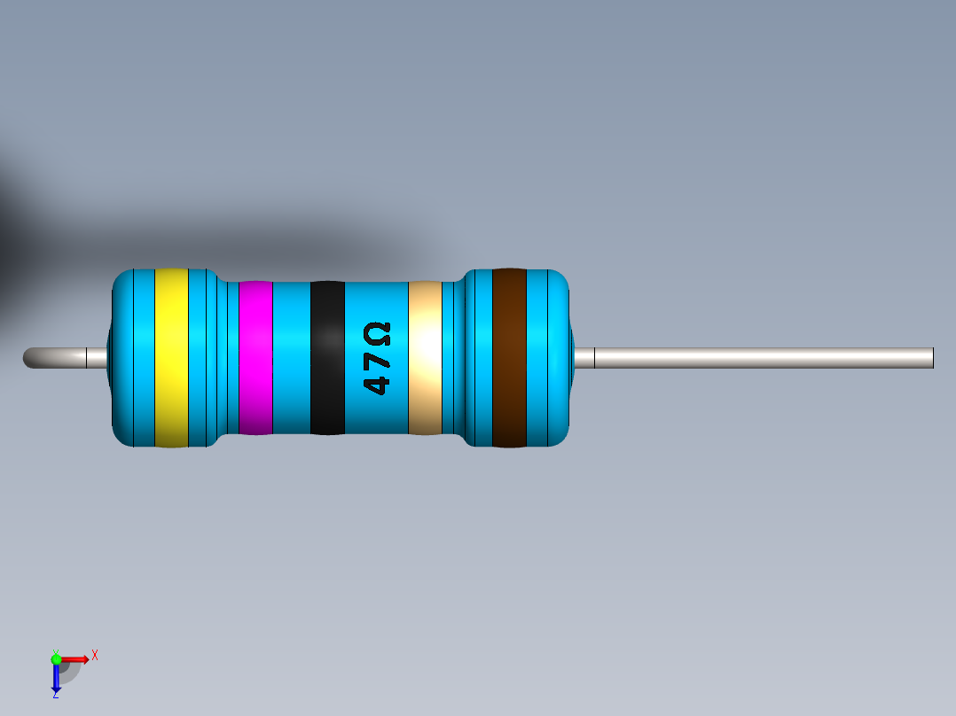 电容器 二极管 电阻器-Resistor Vertical 47 Ohm 1W俯视图