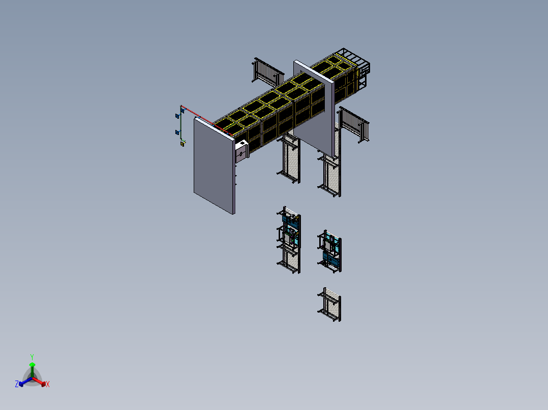 往复升降机+进出加速段sw18可编辑正等轴测图
