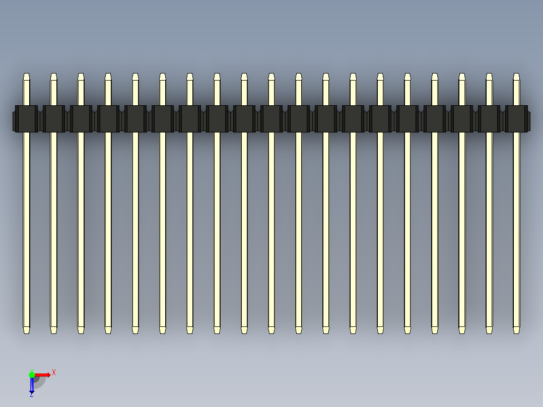 彩色公头100mil（2.54mm）系列-DS1021_black_2x19p_100mil_Type19_rev1.0俯视图
