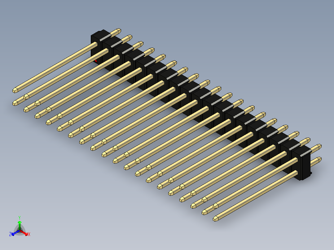 彩色公头100mil（2.54mm）系列-DS1021_black_2x19p_100mil_Type19_rev1.0正等轴测图