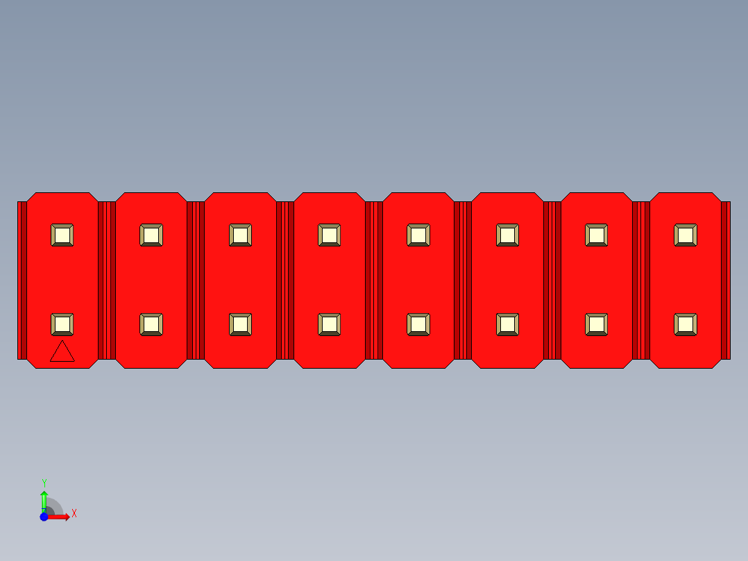 彩色公头100mil（2.54mm）系列-DS1021_red_2x08p_100mil_Type5_rev1.0前视图