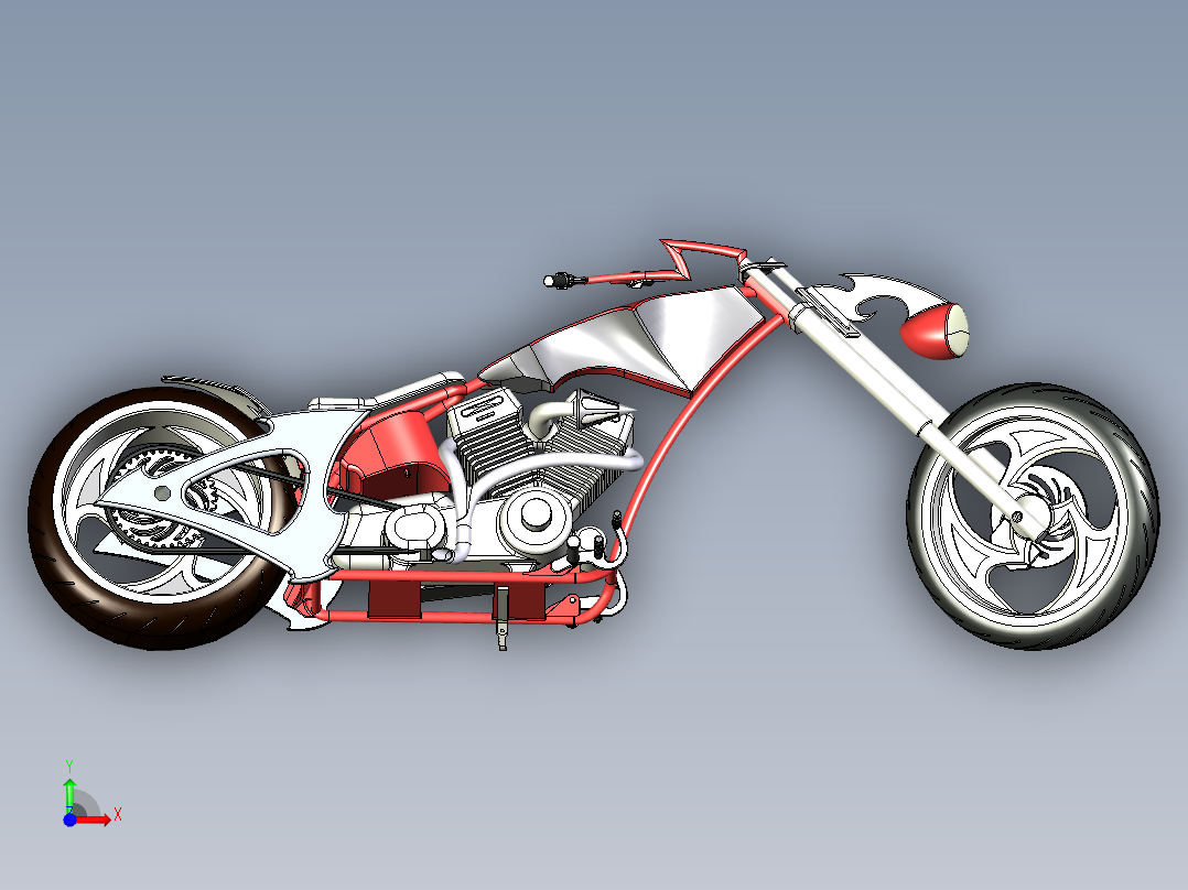 摩托车occ-solidworks-bike-SolidWorks2013-stp-igs前视图