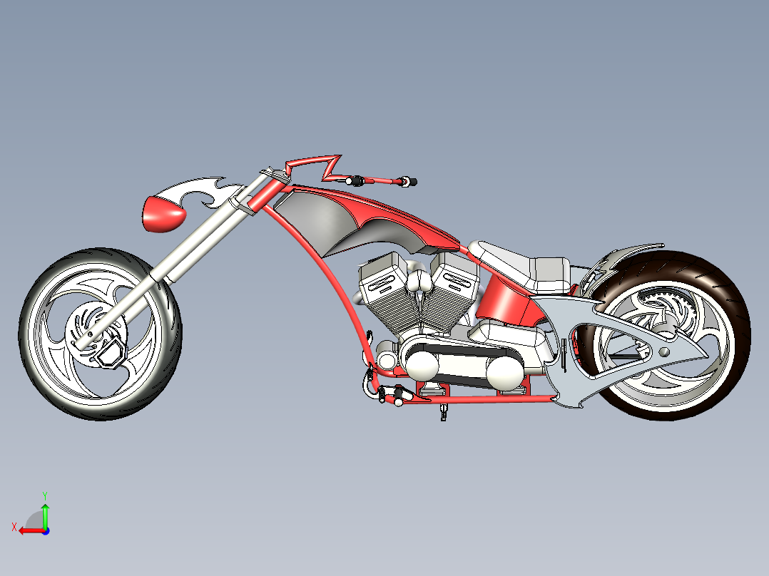 摩托车occ-solidworks-bike-SolidWorks2013-stp-igs后视图