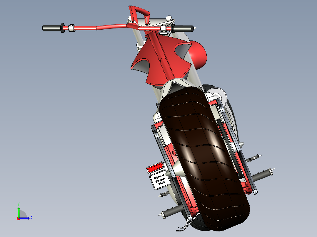 摩托车occ-solidworks-bike-SolidWorks2013-stp-igs左视图
