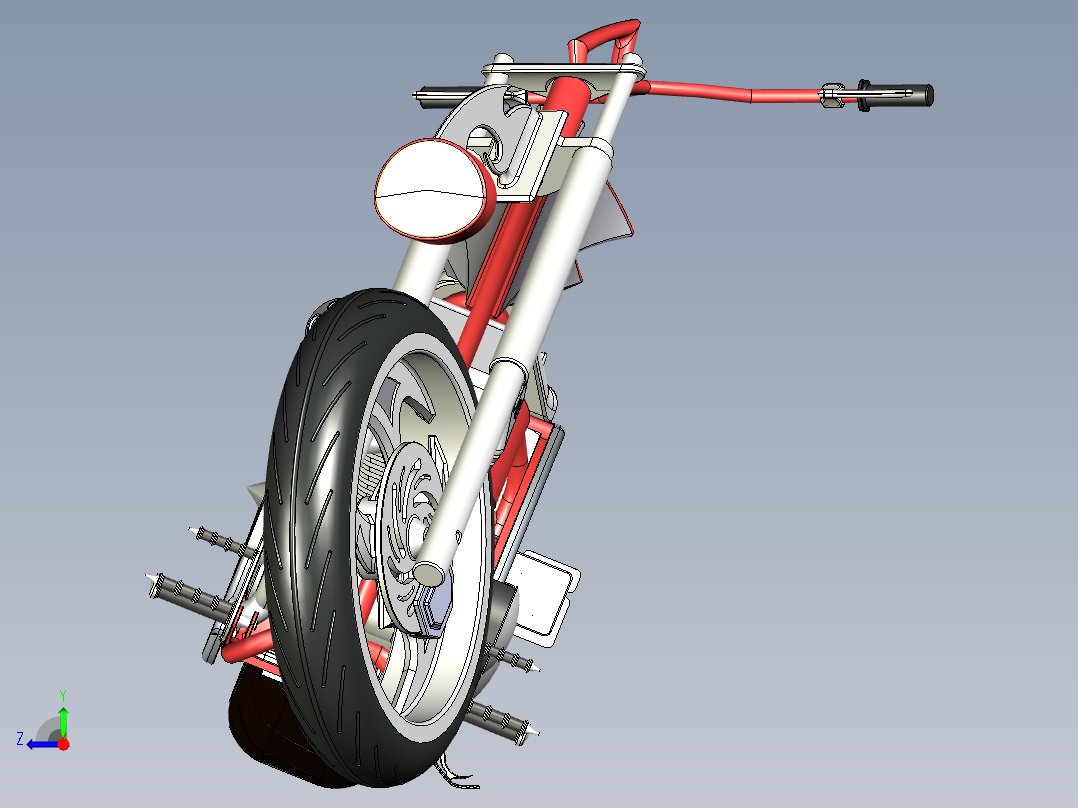 摩托车occ-solidworks-bike-SolidWorks2013-stp-igs右视图