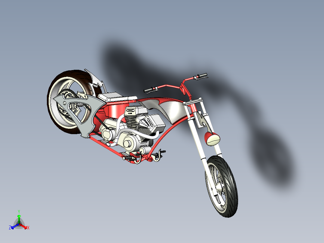摩托车occ-solidworks-bike-SolidWorks2013-stp-igs正等轴测图