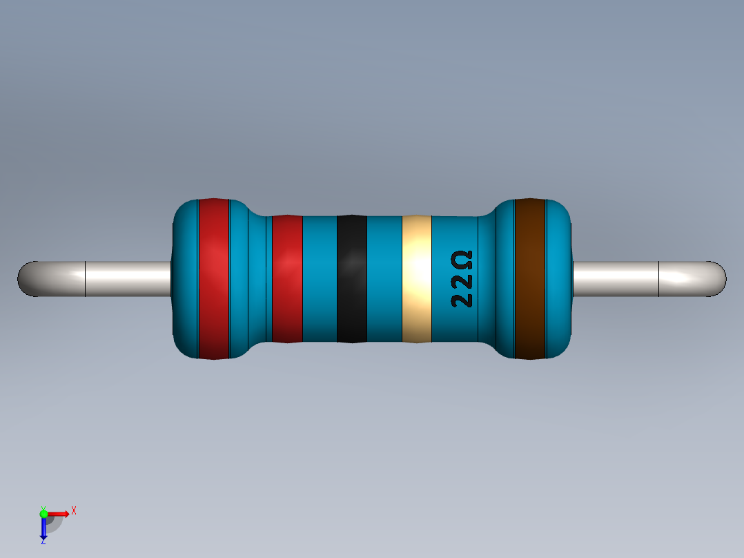 电容器 二极管 电阻器-Resistor 22 Ohm Blue俯视图