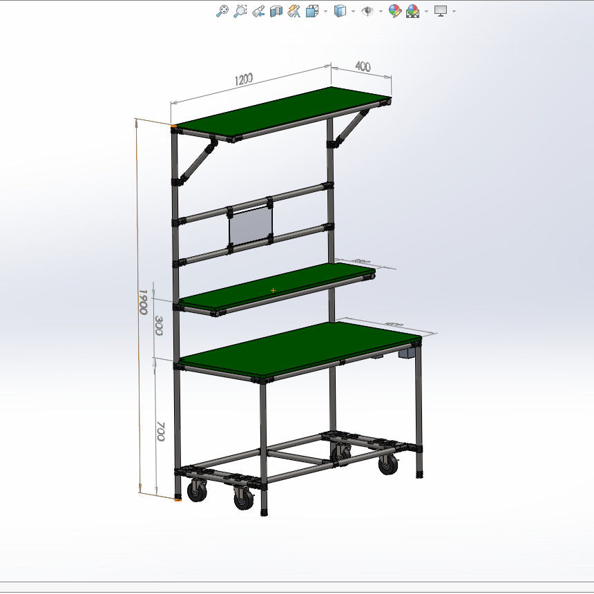 精益管工作台3d图纸车间作业工作台精益管流水线式工作台三维图纸