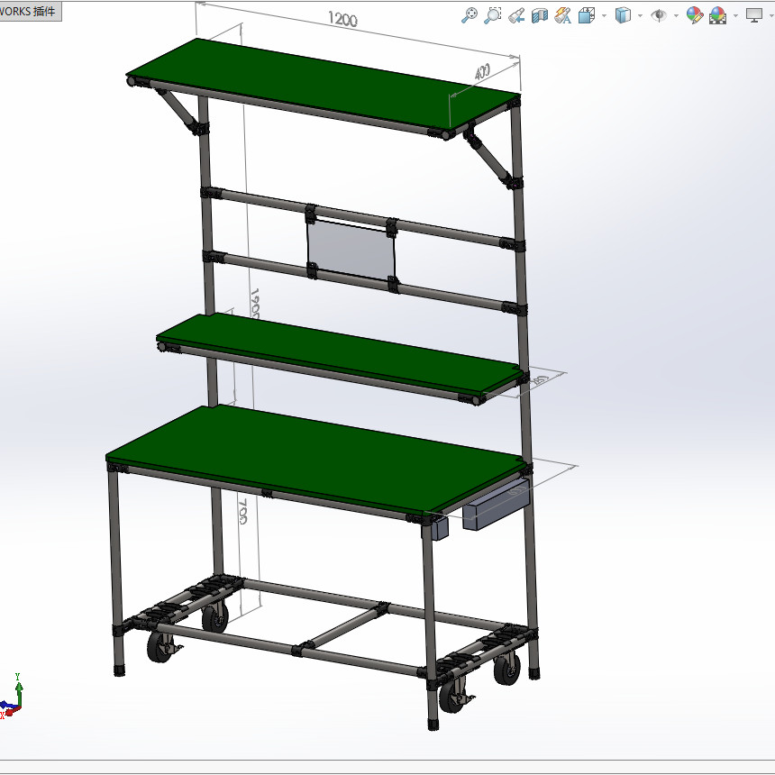 精益管工作台3d图纸车间作业工作台精益管流水线式工作台三维图纸