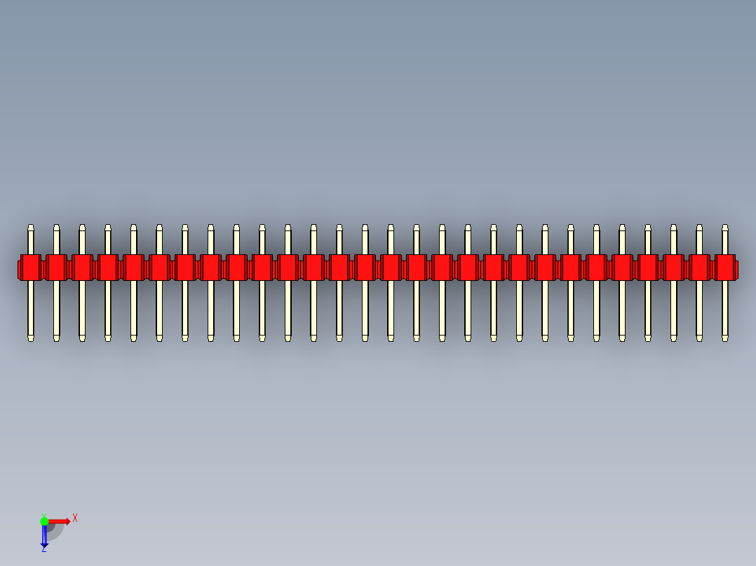 彩色公头100mil（2.54mm）系列-DS1021_red_3x28p_100mil_Type1_rev1.0俯视图