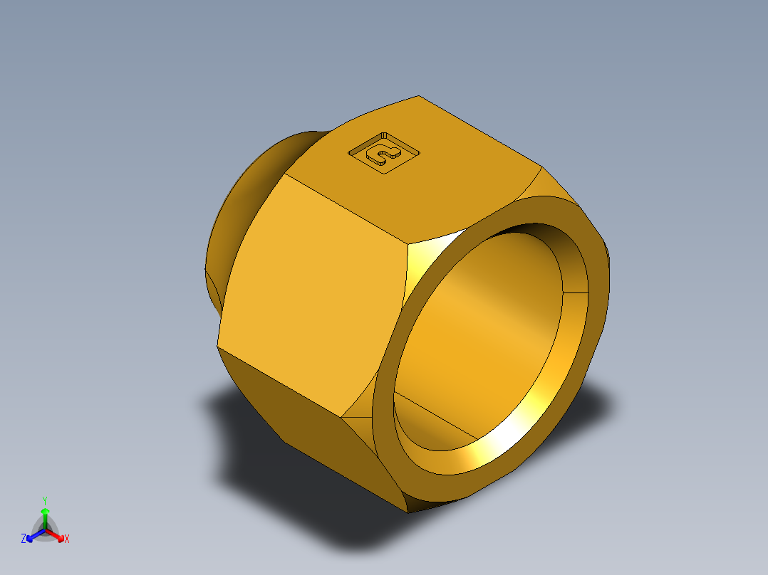 扩口式工业通用硬管接头Short Forged Reducing Nuts 14FS-8-6正等轴测图