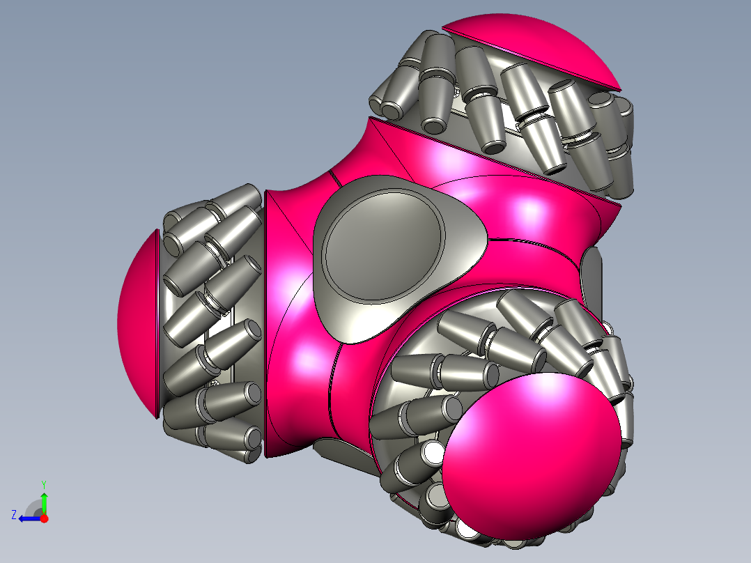 四角麦克纳姆轮机器人3D图纸右视图
