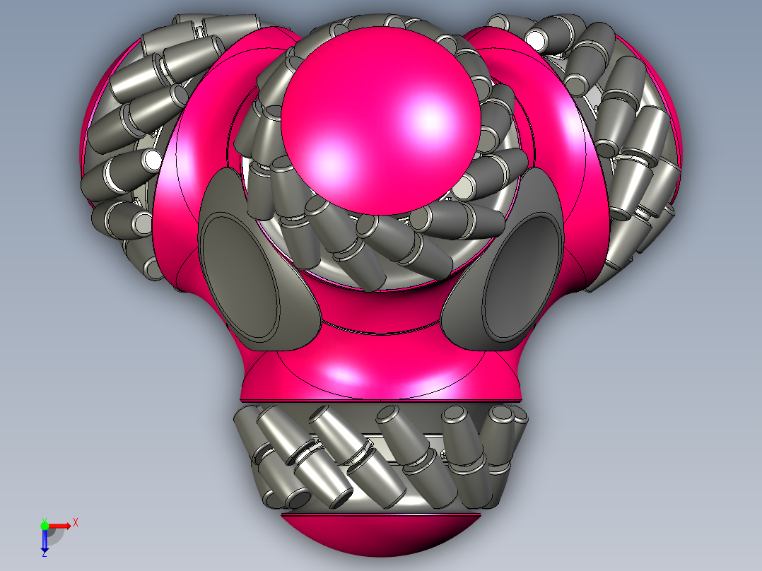 四角麦克纳姆轮机器人3D图纸俯视图