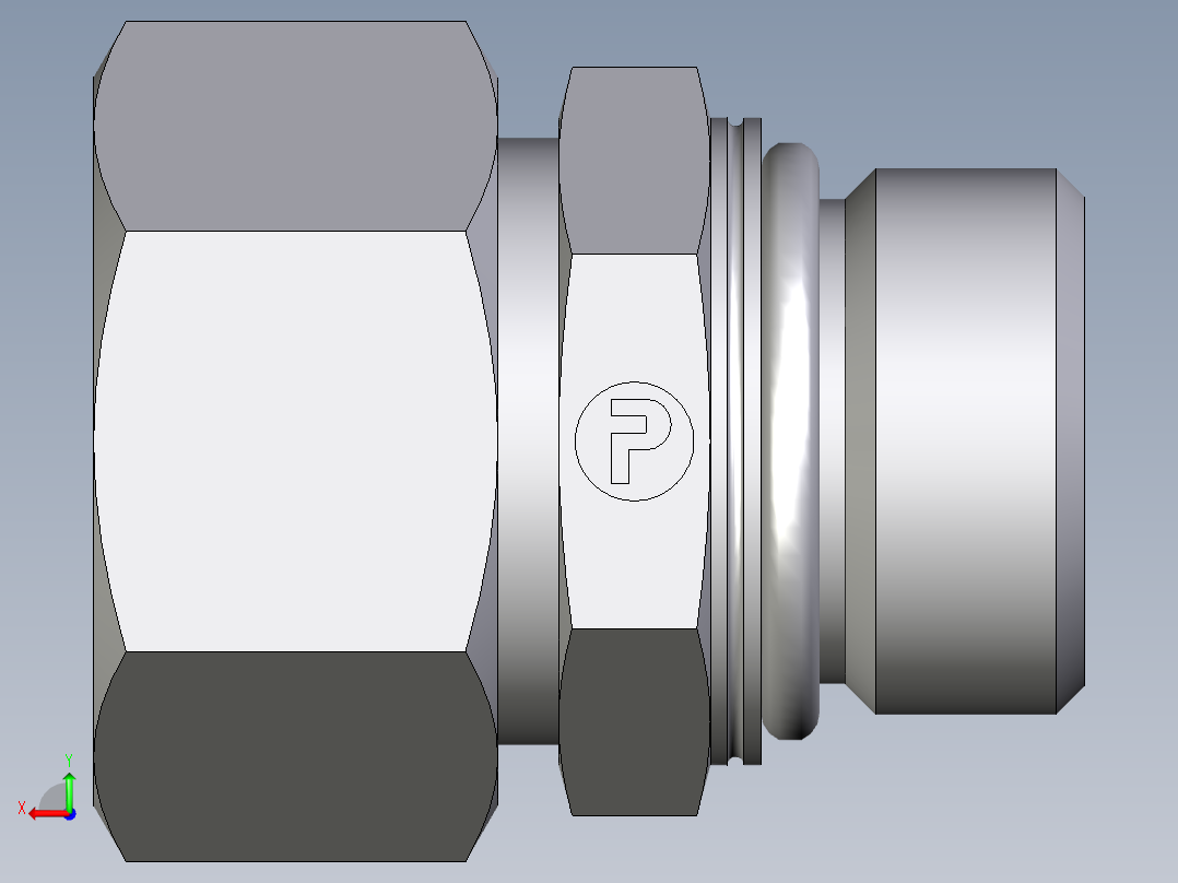 卡套式工业通用硬管接头EO_Male_Stud_connector_GEO22ZLM27X2CF后视图