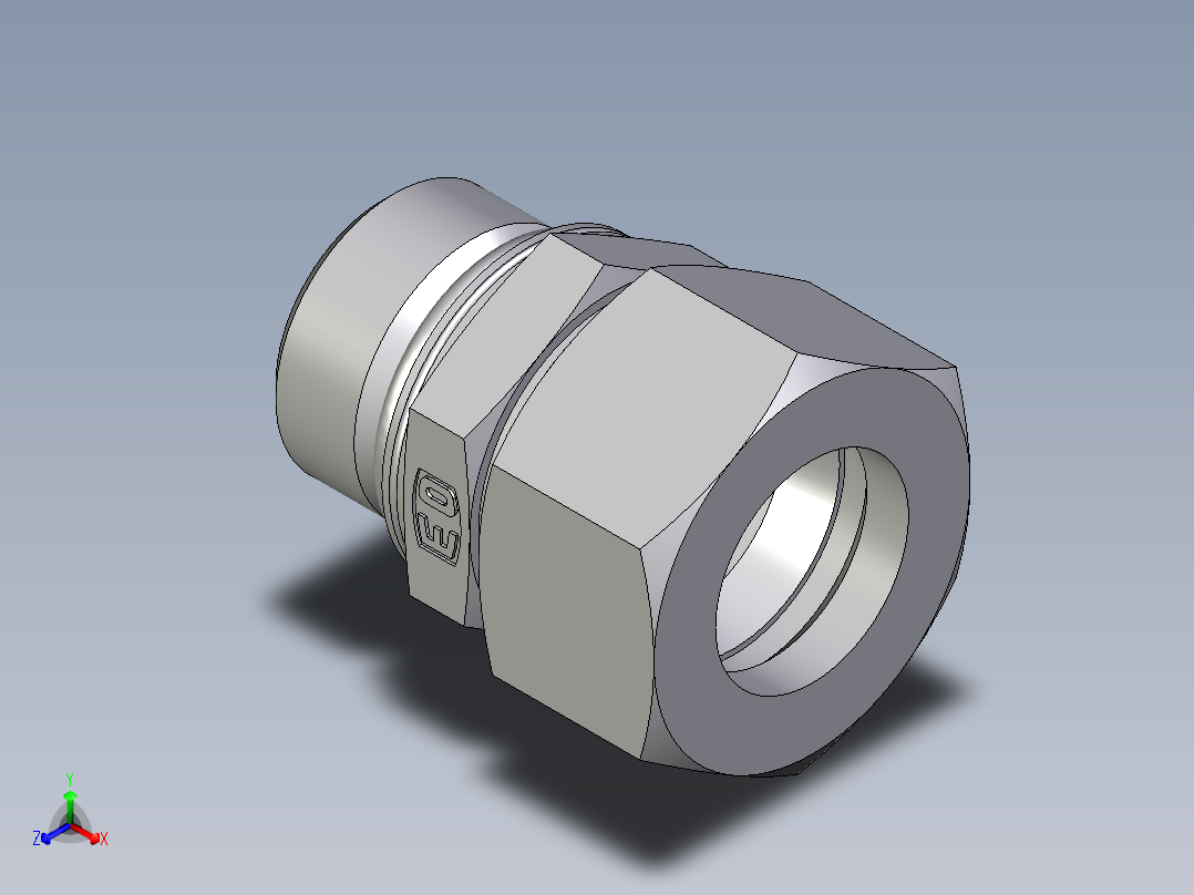 卡套式工业通用硬管接头EO_Male_Stud_connector_GEO22ZLM27X2CF正等轴测图
