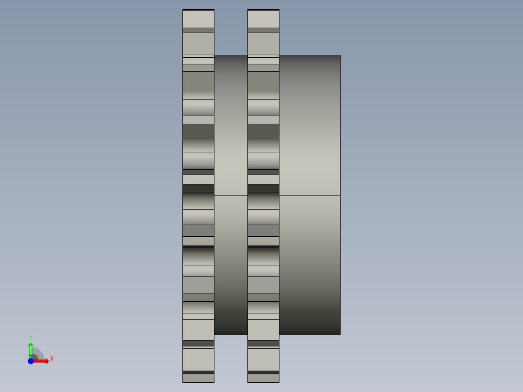 鏈輪惰輪XIS-D-3D多系列多零件图纸模型前视图