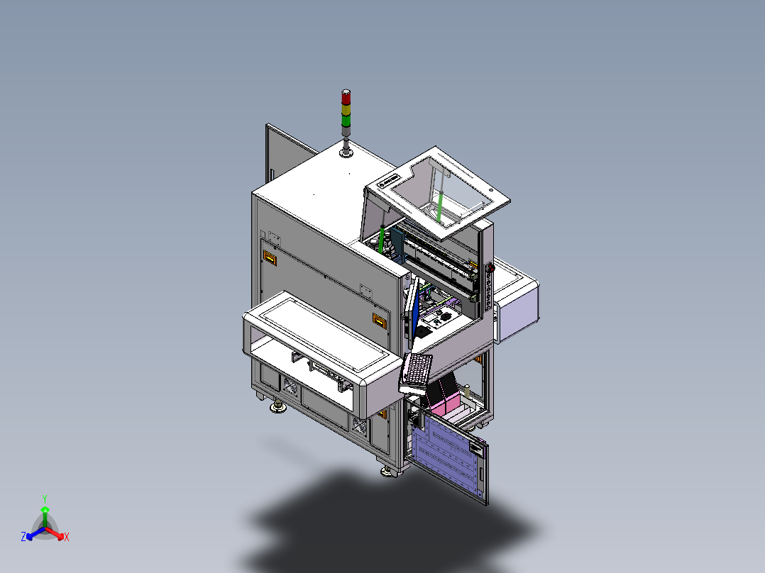 PCBA板全自动加热点胶机（sw15可编辑+工程图+bom）正等轴测图