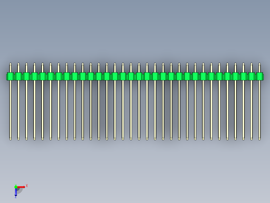 彩色公头100mil（2.54mm）系列-DS1021_green_2x32p_100mil_Type19_rev1.0俯视图