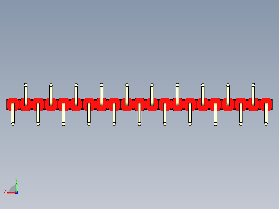 彩色公排针 100mil 2.54mm 系列-DS1022_red_21p_100mil_Type_SMT_R2_rev1.0后视图