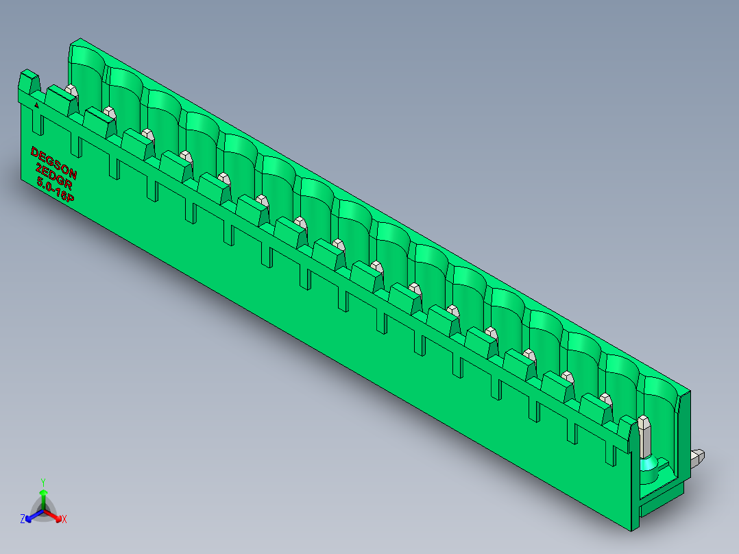 DEGSON 2EDG 系列 5.0mm 可插拔接线端子组-2EDGR-5.0-16P-14-00AH正等轴测图