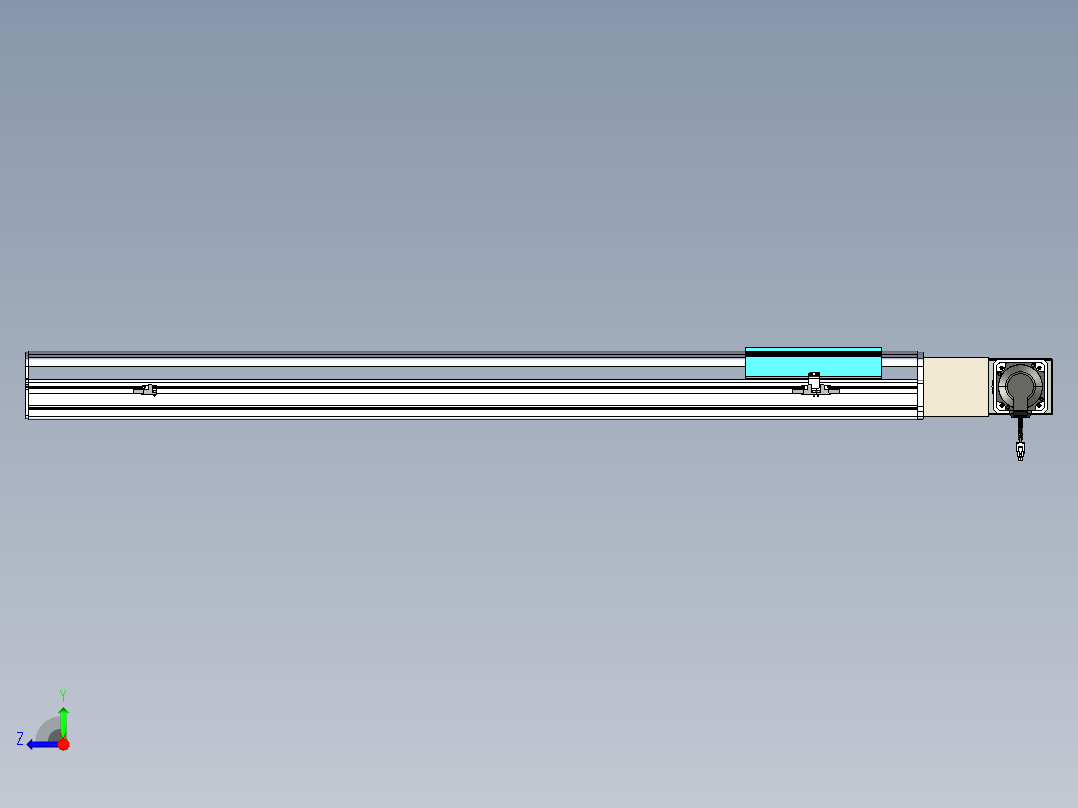 同步带滑台-半封闭B22H-L100-C-S1100-L-P75-D3-N5右视图