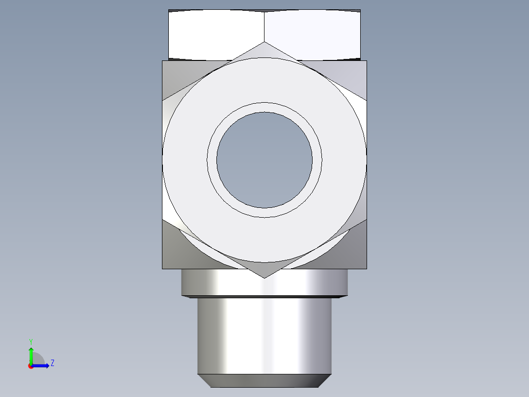 卡套式工业通用硬管接头EO_High_pressure_banjo_tee_TH18ZLRCF左视图