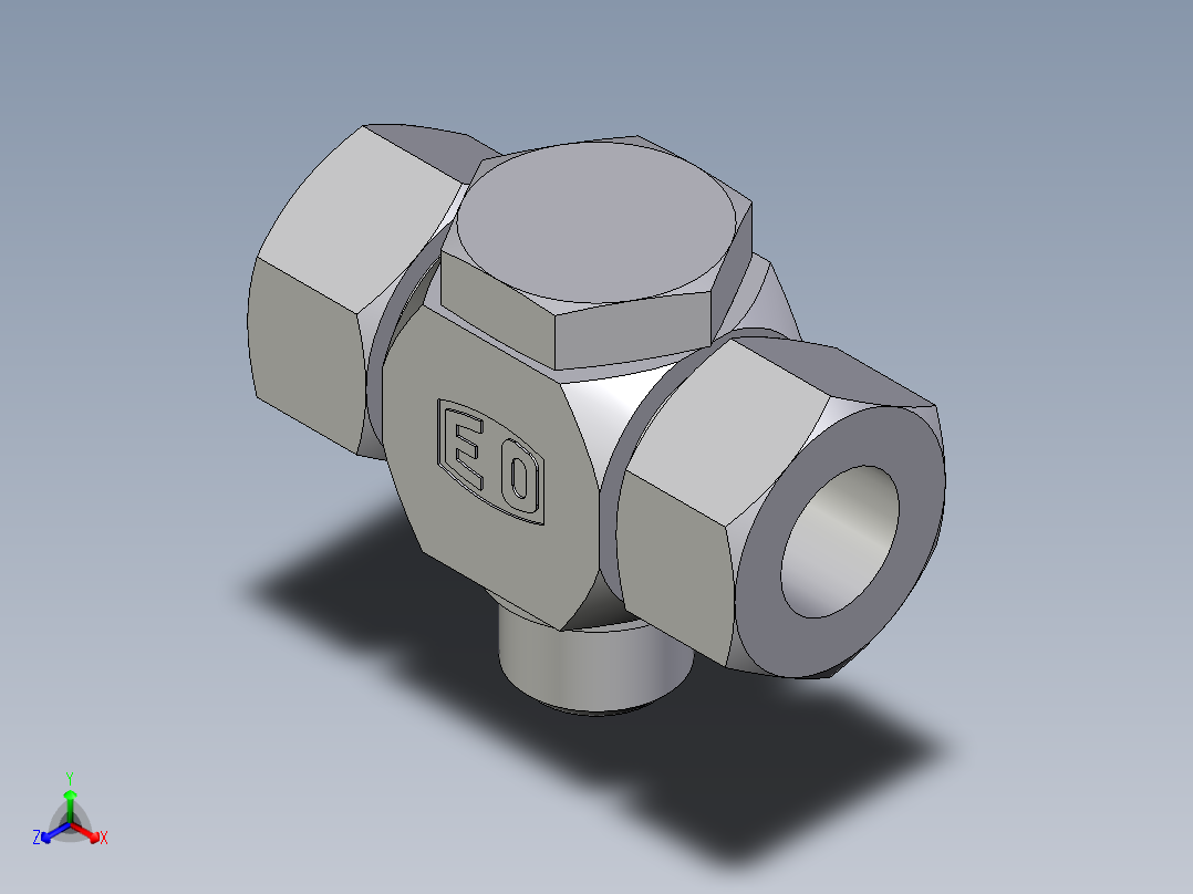 卡套式工业通用硬管接头EO_High_pressure_banjo_tee_TH18ZLRCF正等轴测图