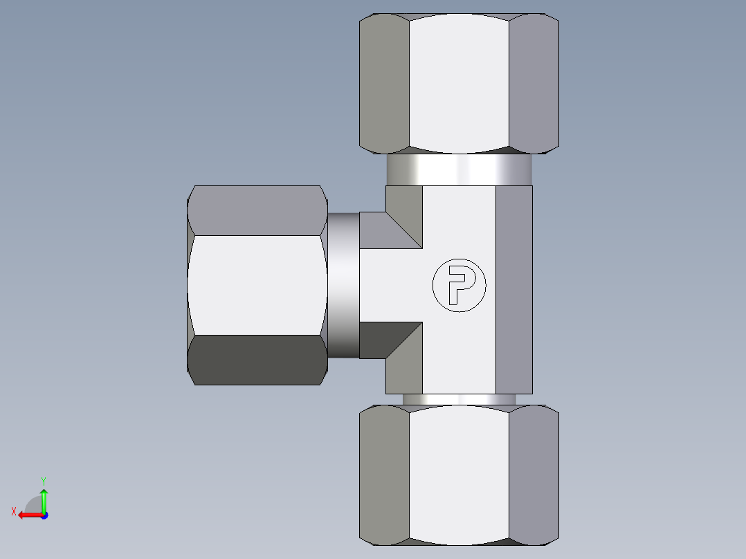 卡套式工业通用硬管接头EO_Swivel_nut_run_tee_EL10ZLCF后视图