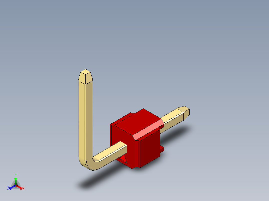 彩色公排针 100mil 2.54mm 系列-DS1022_red_01p_100mil_TypeU_rev1.0正等轴测图